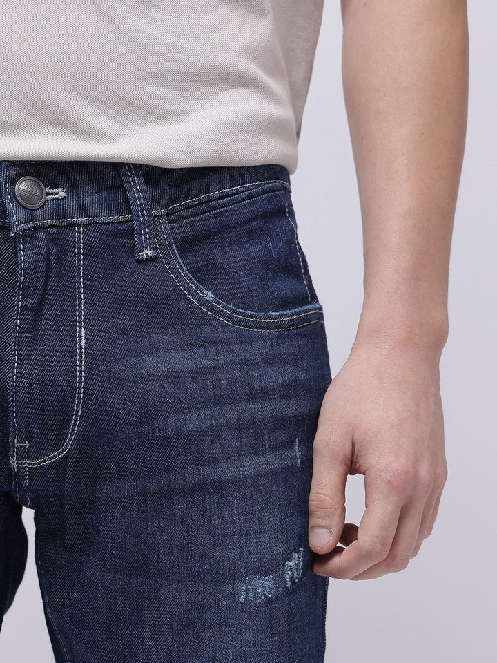 RARE RABBIT Men Comfort Mid-Rise Regular Fit Stretchable Jeans