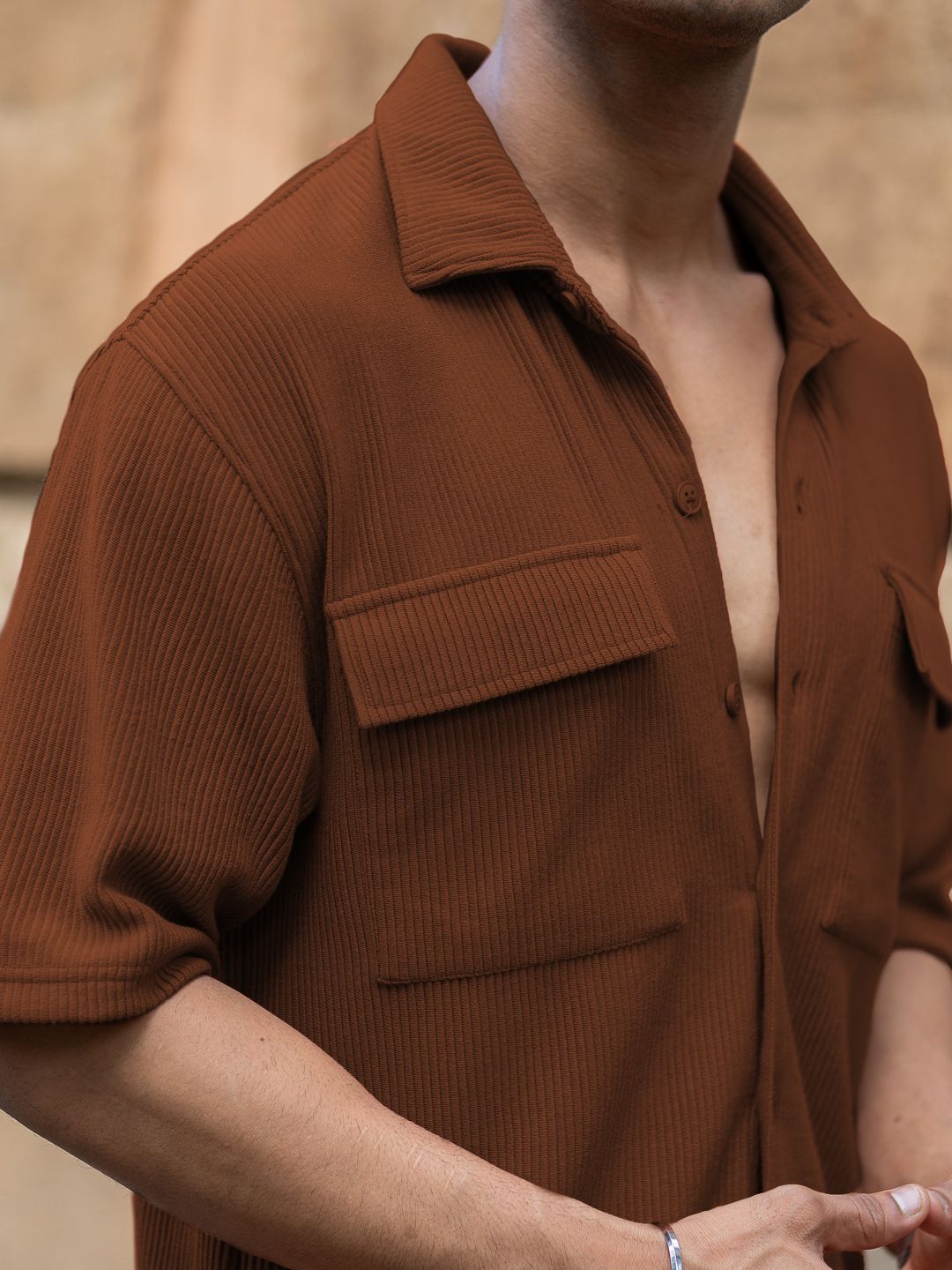 Powerlook Textured Long Sleeves Pure Cotton Shirt