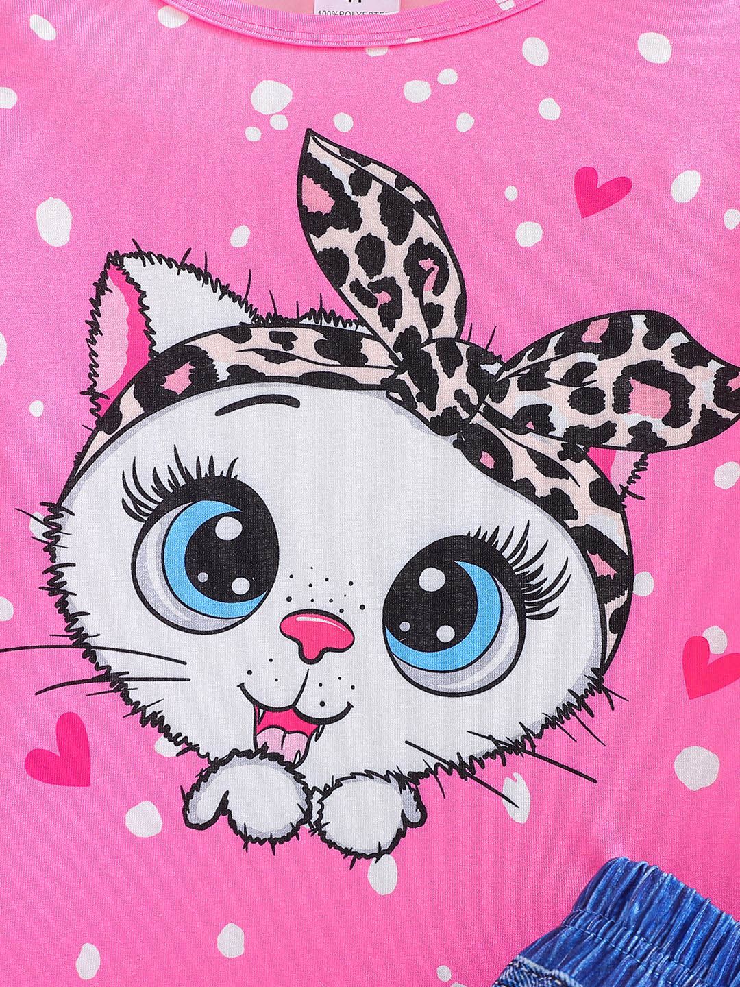 YK Girls Printed T-shirt with Shorts