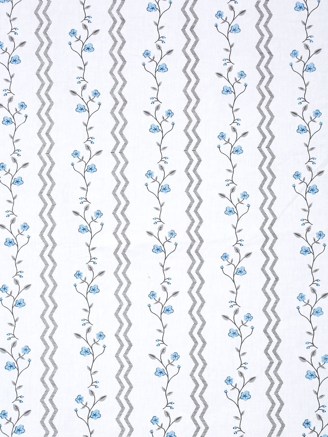 Myntra Elegant Homes White & Blue Floral 400 TC Bedsheet with 2 Pillow Covers
