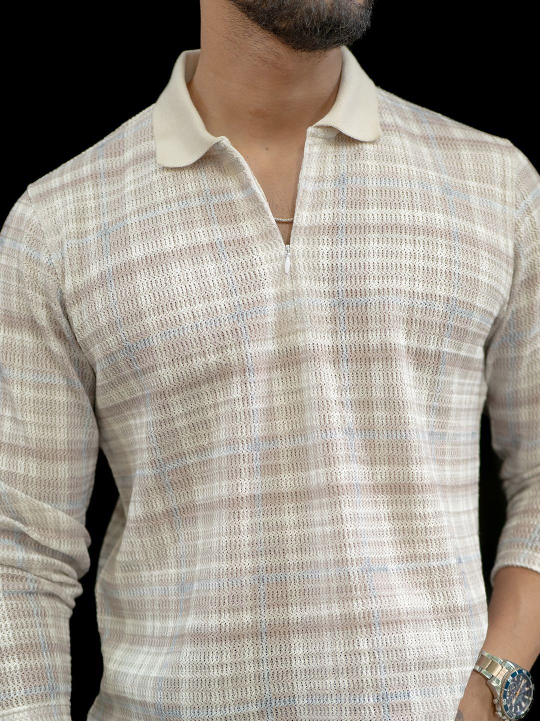 Powerlook Men Checked Polo Collar T-shirt