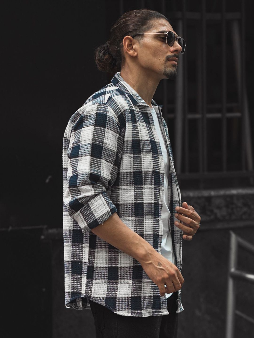 Powerlook Men Spread Collar Tartan Checked Casual Shirt