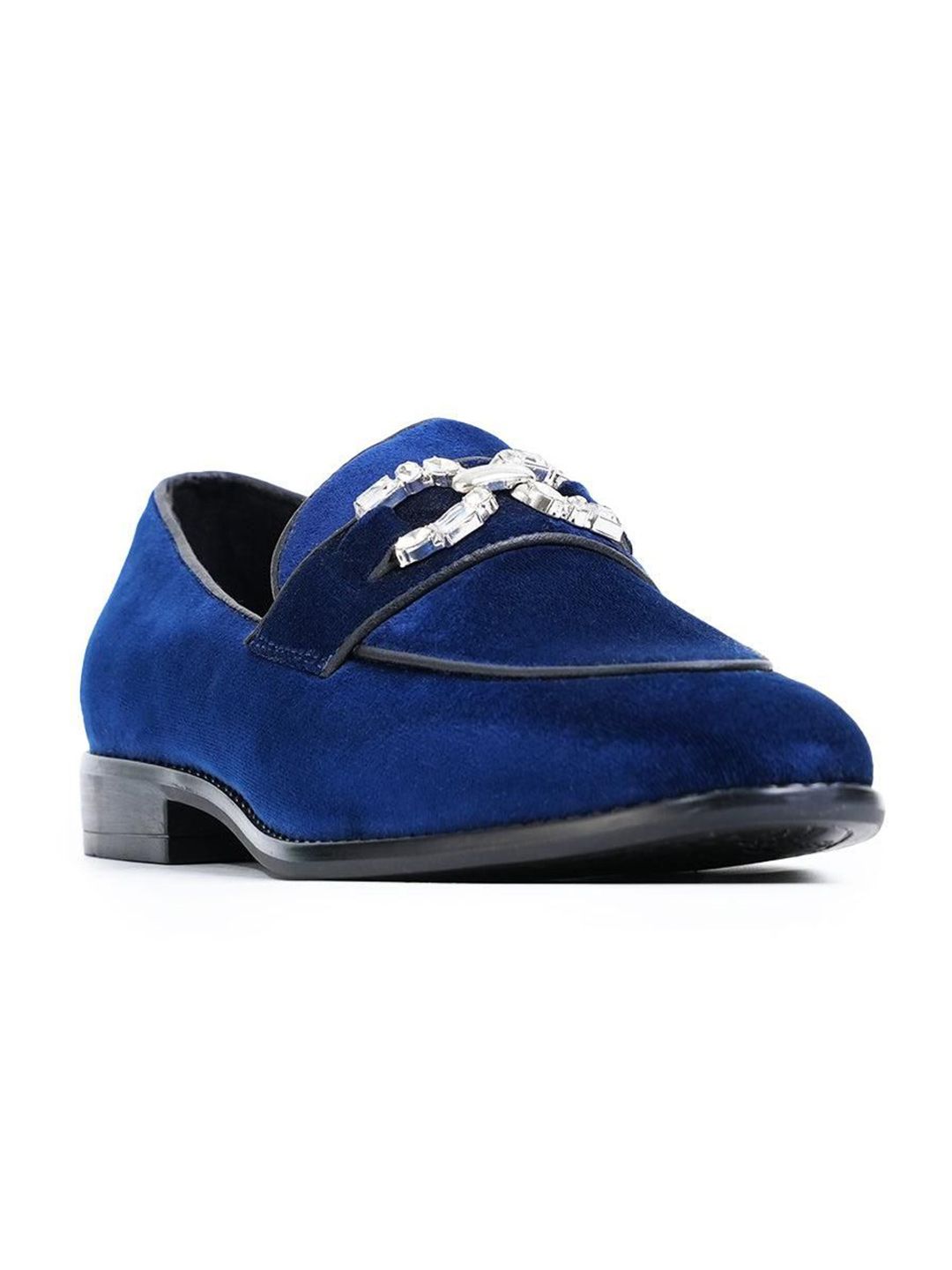 MONKSTORY Men Blue Crystal Bit Loafers