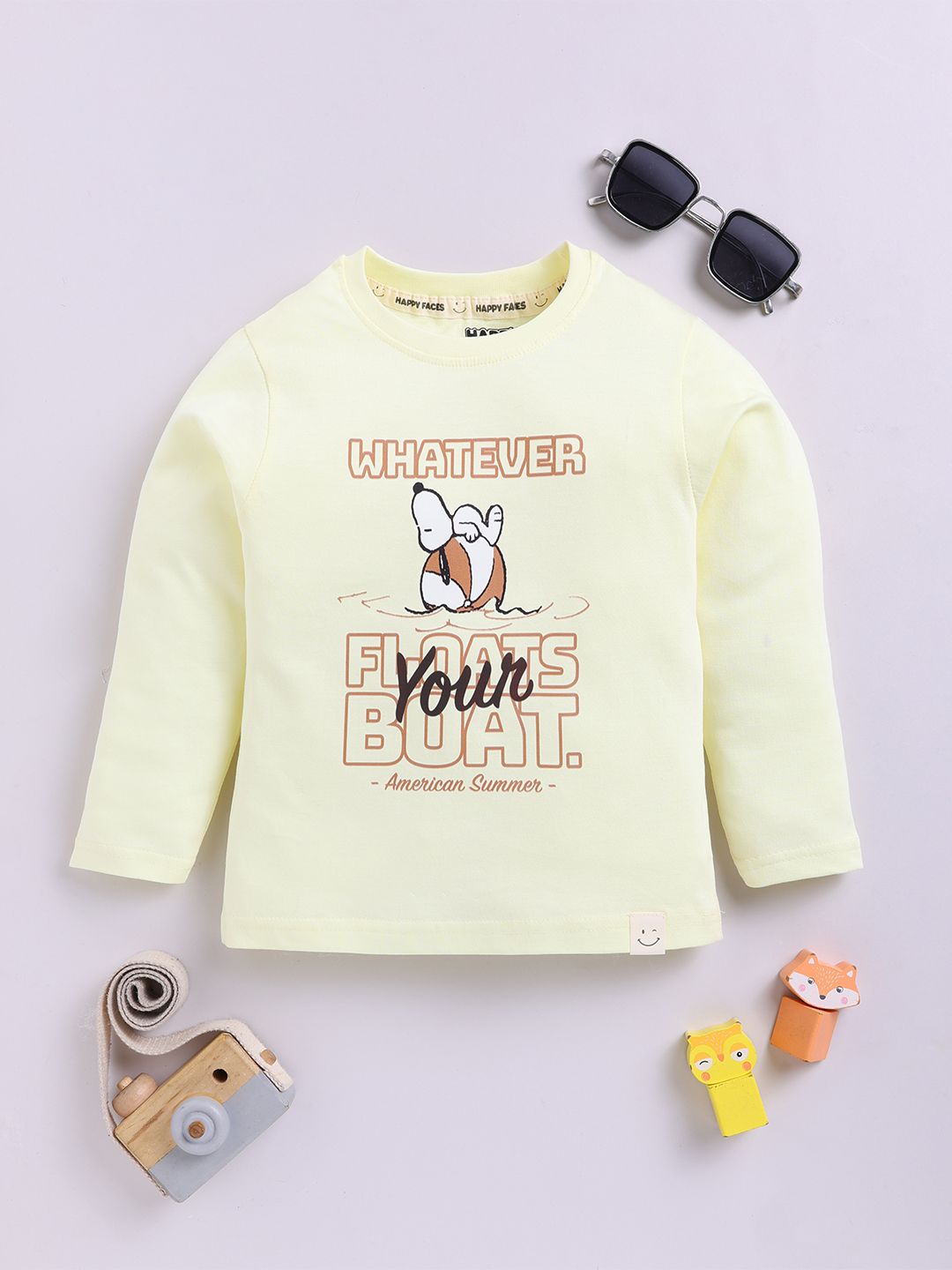 Happy Faces Kids Girls Snoopy Printed Pure Cotton T-Shirt