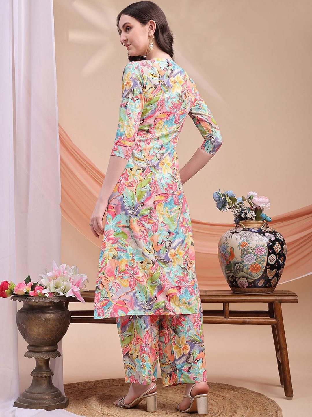 KALINI Women Blue Viscose Rayon Kurta Sets