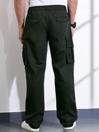 Thomas Scott Men Cotton Mid-Rise Smart Cargos Trousers
