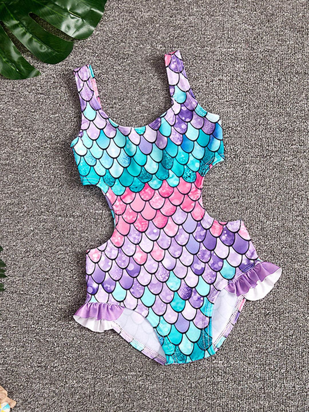 YK Girls Printed Swimwear Bodysuit