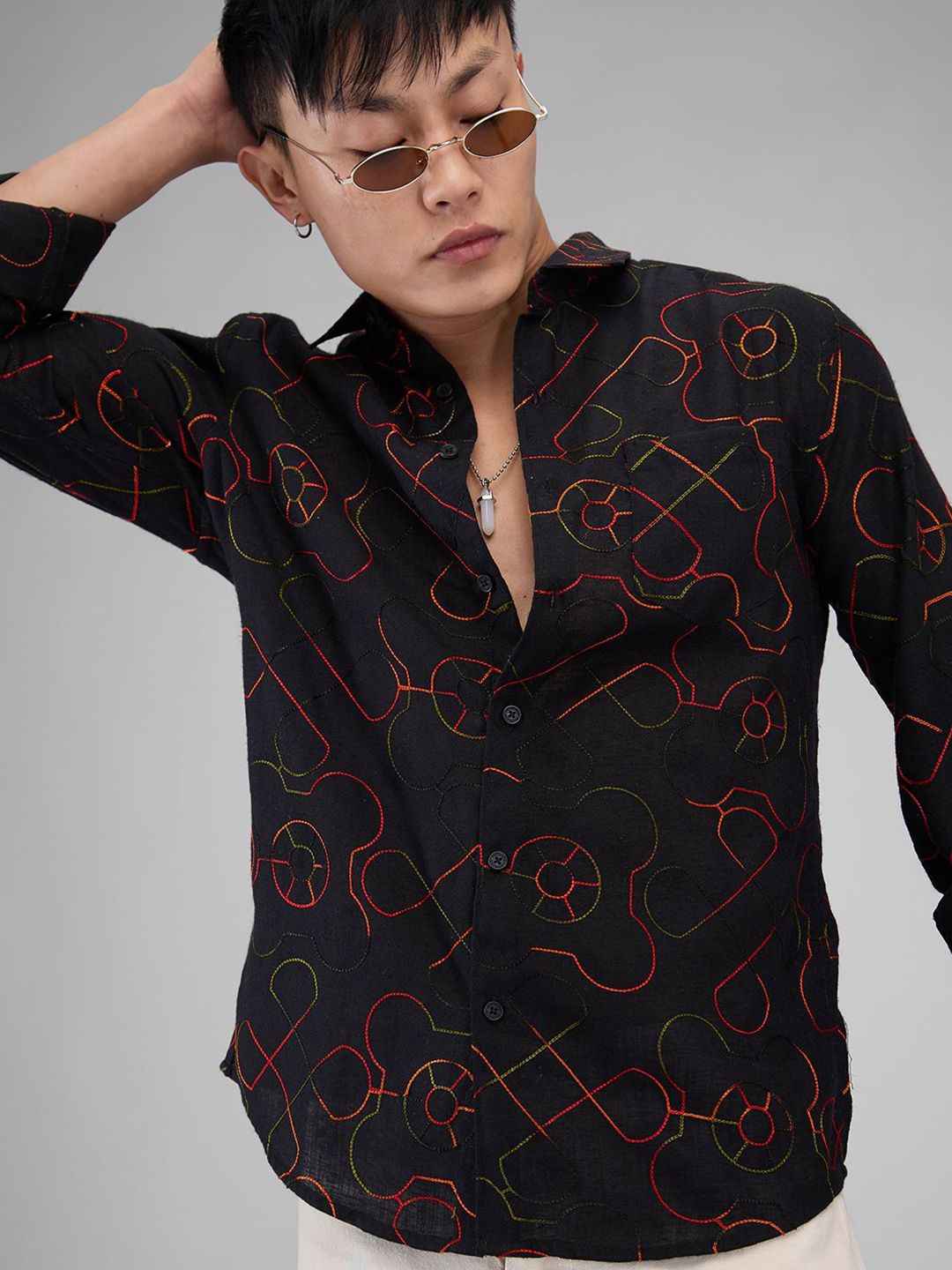 VASTRADO Men Classic Cutaway Collar Ethnic Motifs Printed Cotton Slim Fit Casual Shirt