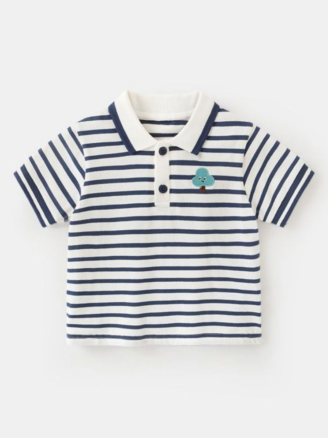 YK Kids Striped Polo Collar Pockets T-shirt