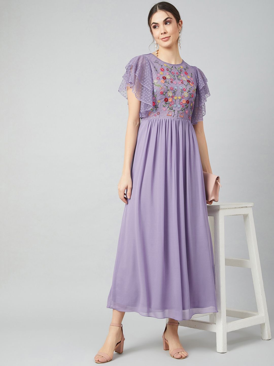 Athena Purple Floral Printed Maxi Dress