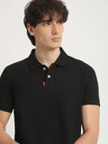 THE BEAR HOUSE Self Design Polo Collar Pure Cotton T-shirt