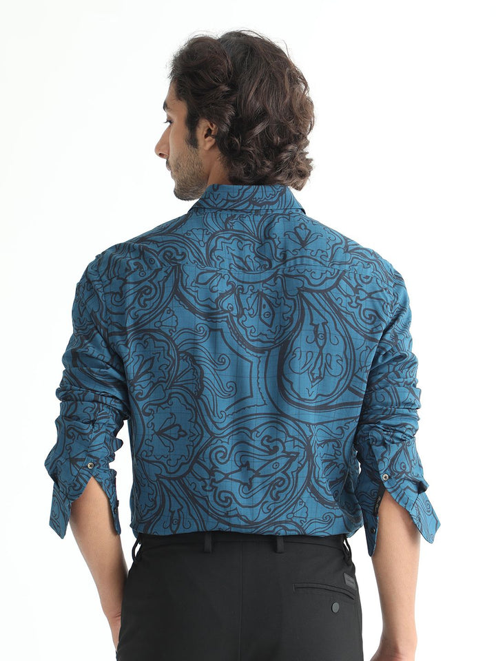 RARE RABBIT Men Paisum Slim Fit Opaque Printed Cotton Shirt