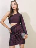 Tokyo Talkies Purple One Shoulder Bodycon Party Dress