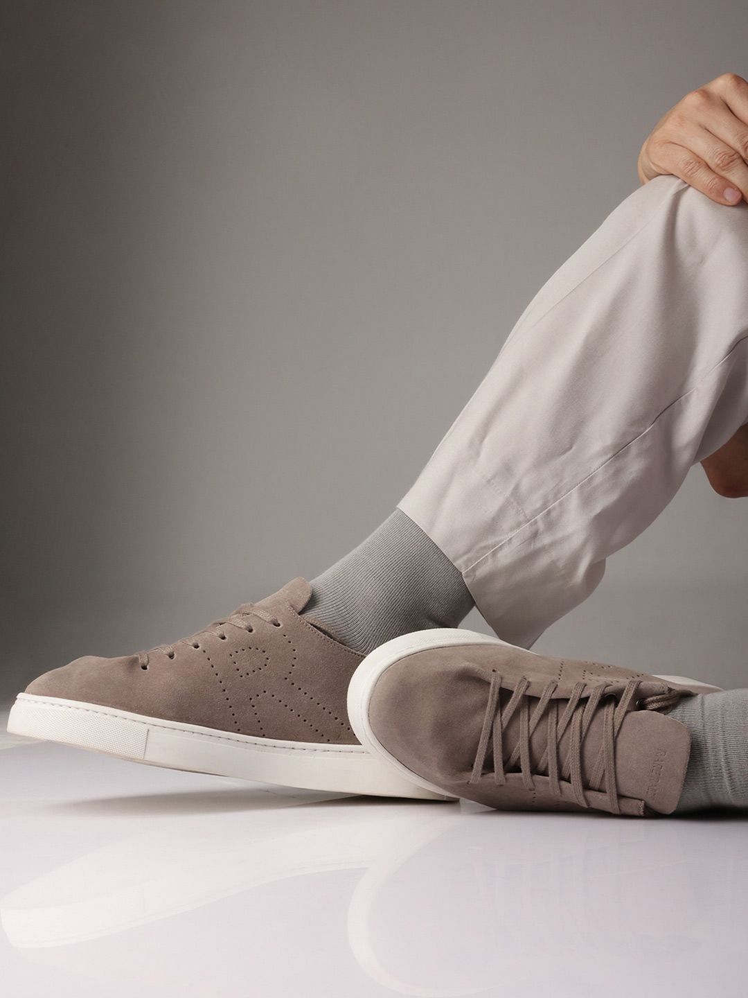 RARE RABBIT Men Perforations Suede Sneakers