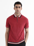 RARE RABBIT Men Polo Collar Regular Fit T-shirt