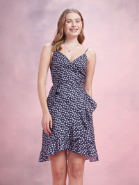 DressBerry Floral Print Ruffled Wrap Dress