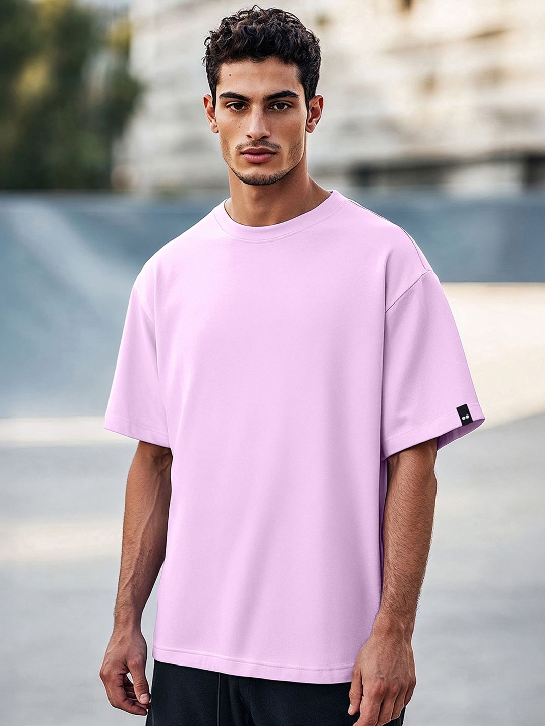 Bewakoof Men Purple Round Neck Oversized Cotton T-shirt