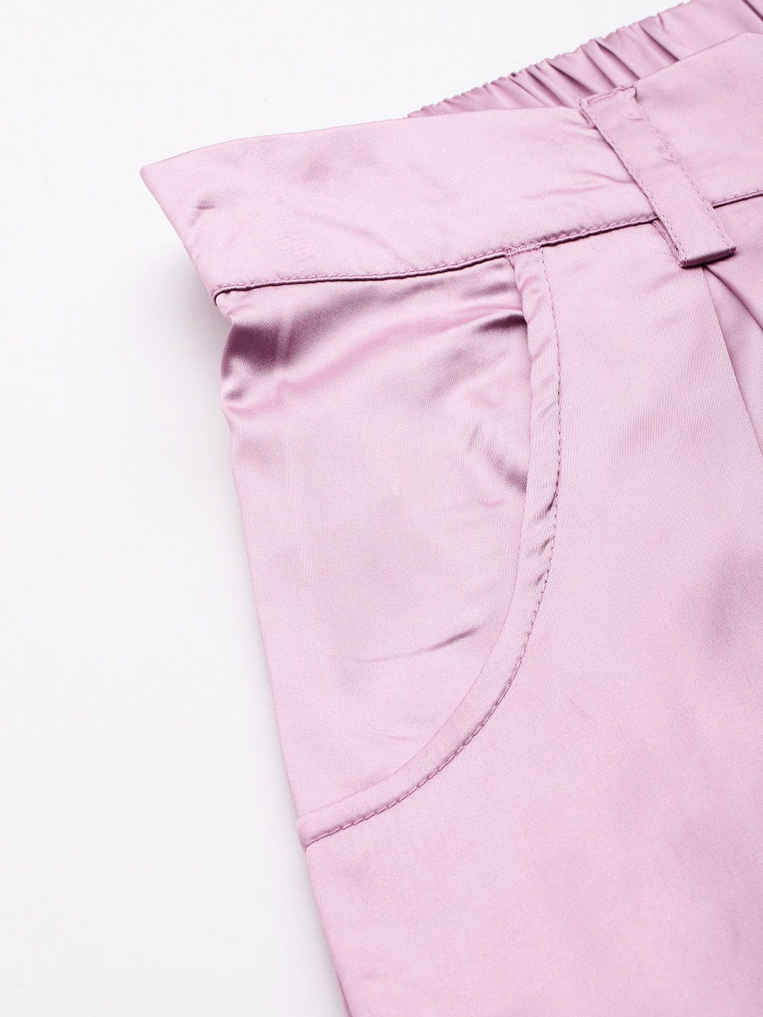 DressBerry Women Satin Finish Cargo Style Pleated Trousers