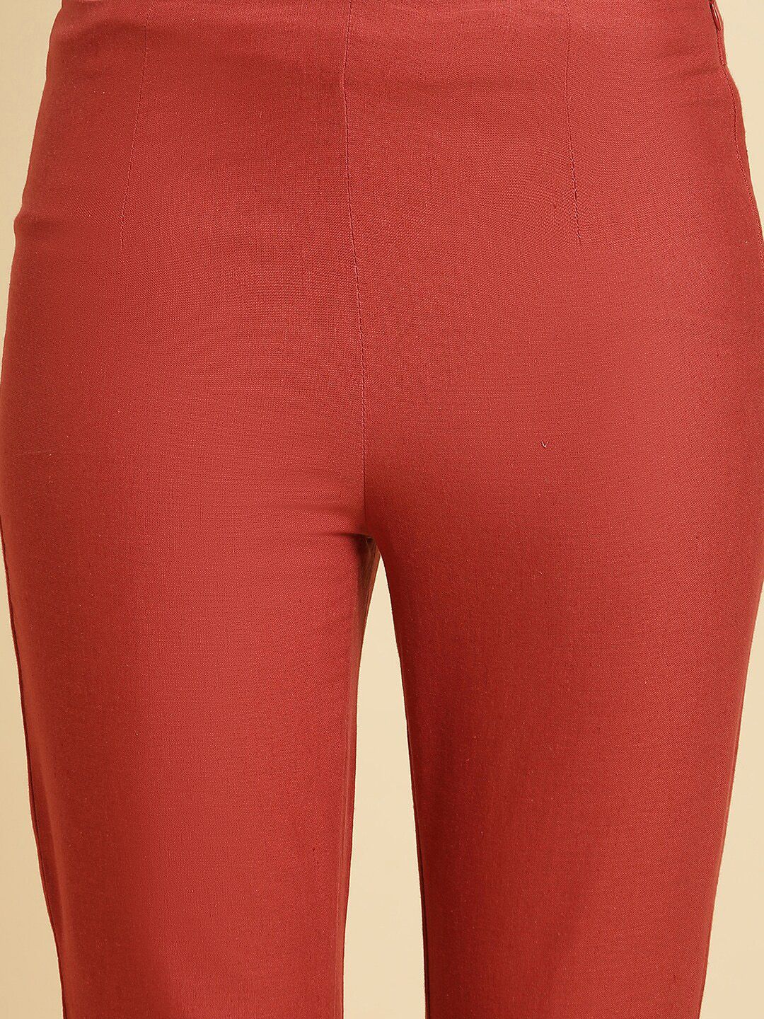 W Women Slim Fit Mid-Rise Cotton Regular Trousers