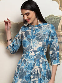 Vishudh Floral Print A-Line Midi Dress