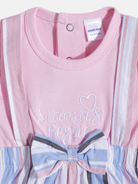 Moms Love Infant Girls Print Bow Detail Pleated Fit & Flare Dress