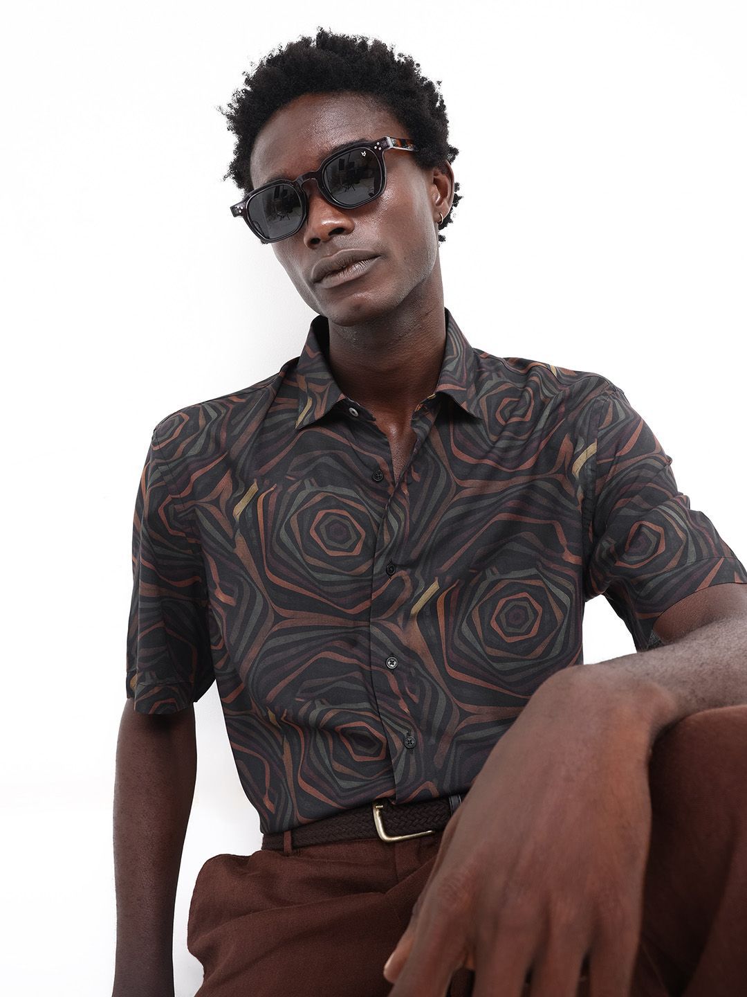 RARE RABBIT Men Marfik Boxy Abstact Printed Shirt