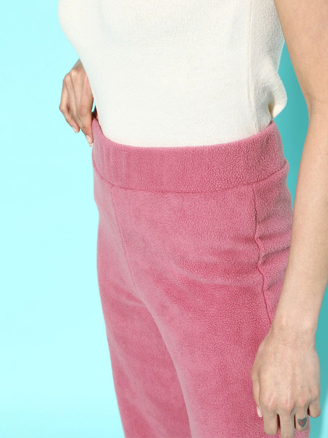 STREET 9 Women Pretty Pink Solid Fleece Trousers