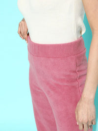 STREET 9 Women Pretty Pink Solid Fleece Trousers