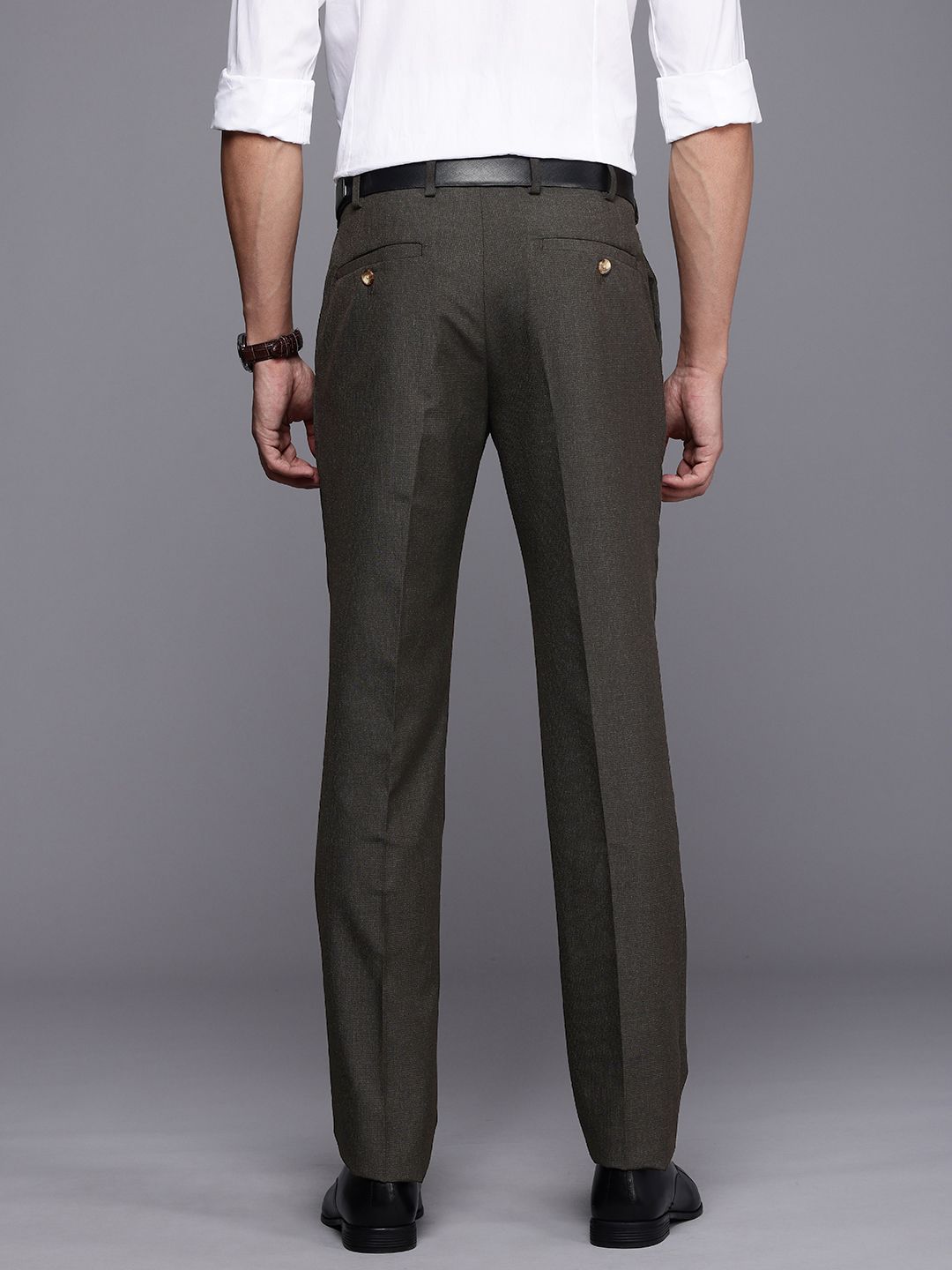 Raymond Men Self Design Textured Slim Fit Formal Trousers