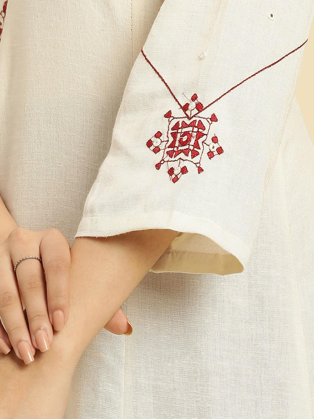 W Mirror Work Round Neck Anarkali Kurta