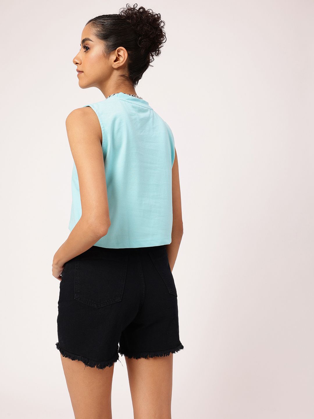 Grunge Keep Vibing Printed Sleeveless Crop T-shirt