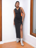 DressBerry Graduation Glam Ruched Maxi Dress