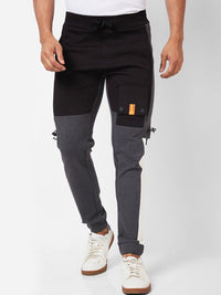 SPYKAR Men Colourblocked Mid-Rise Joggers