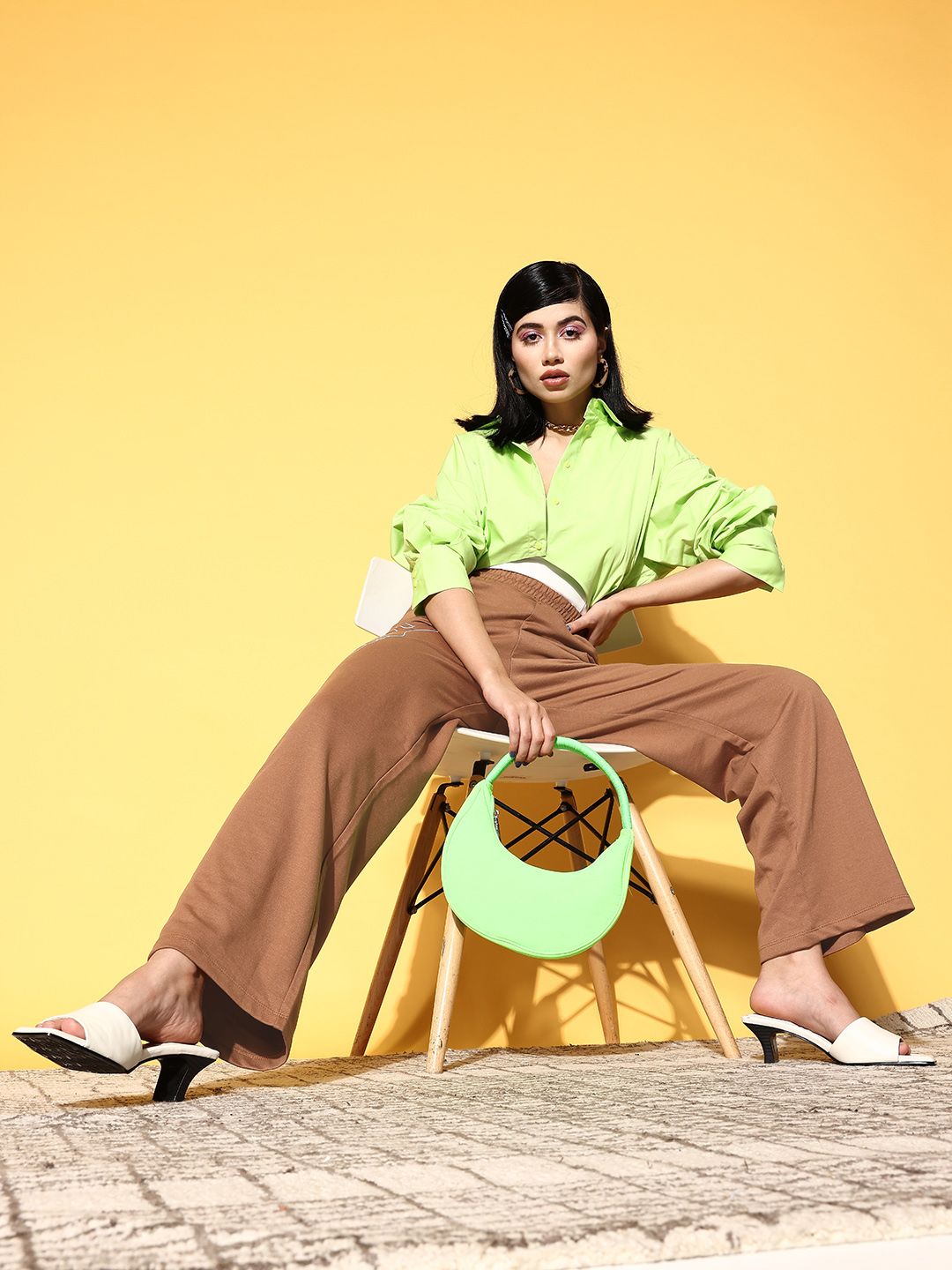 SASSAFRAS Women Chic Brown Solid Kidult Kitsch Track Pants