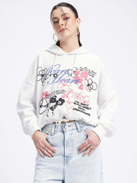 DressBerry Snug Life Printed Hooded Sweatshirt