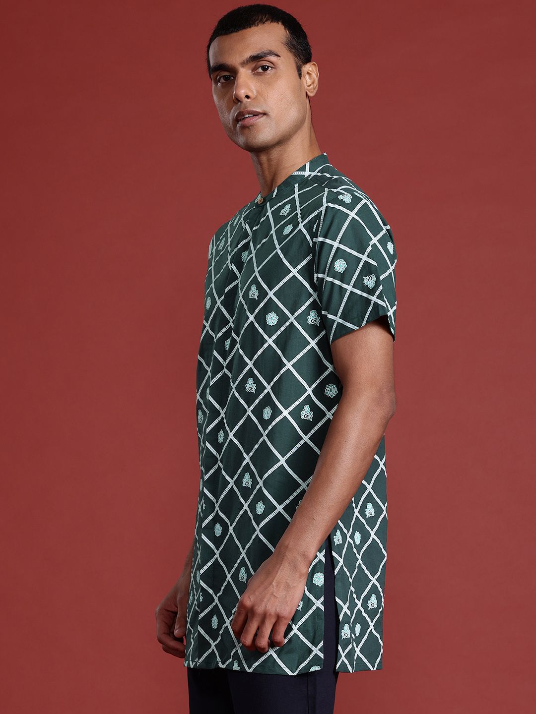 Anouk Men Cotton Geometric Indie Prints Kurta