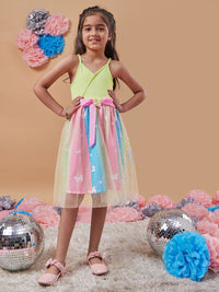 pspeaches Girls Embellished Net Fit & Flare Dress