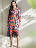 DressBerry Floral Print Midi Wrap Dress