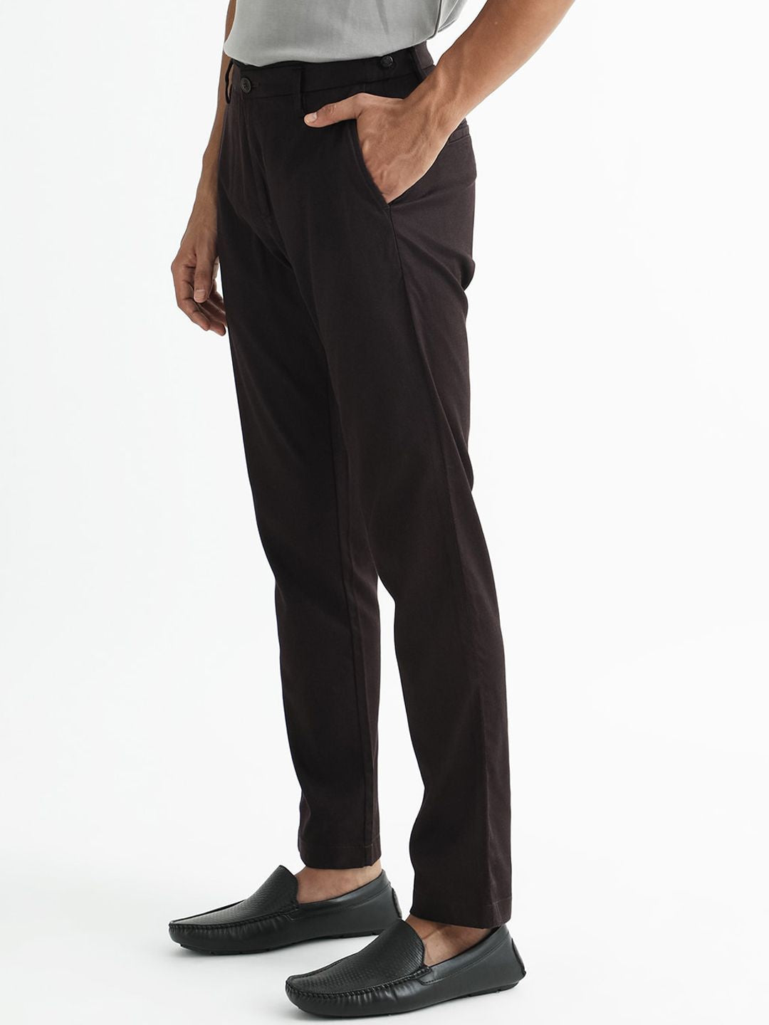 RARE RABBIT Men Cellular Slim Fit Mid-Rise Casual Trouser