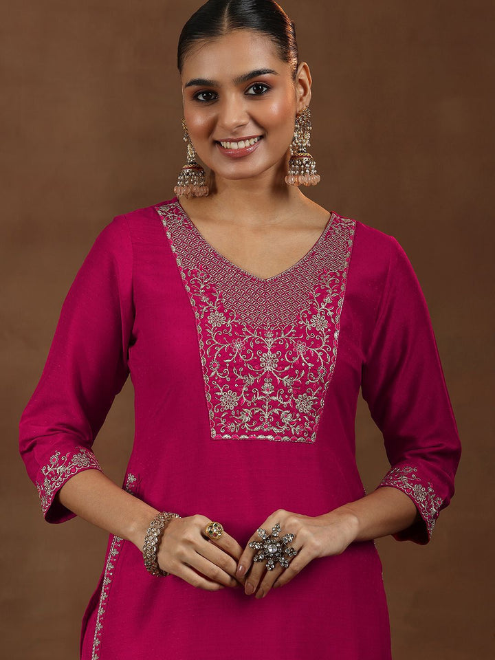 Libas Floral Embroidered Kurta With Trousers & Dupatta