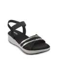 Metro Women Black Open Toe Flats