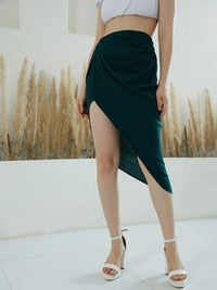 Berrylush Green High Rise Tulip Midi Skirt