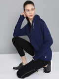 HRX by Hrithik Roshan Women Medieval Blue Solid Rapid-Dry Antimicrobial Training Jacket