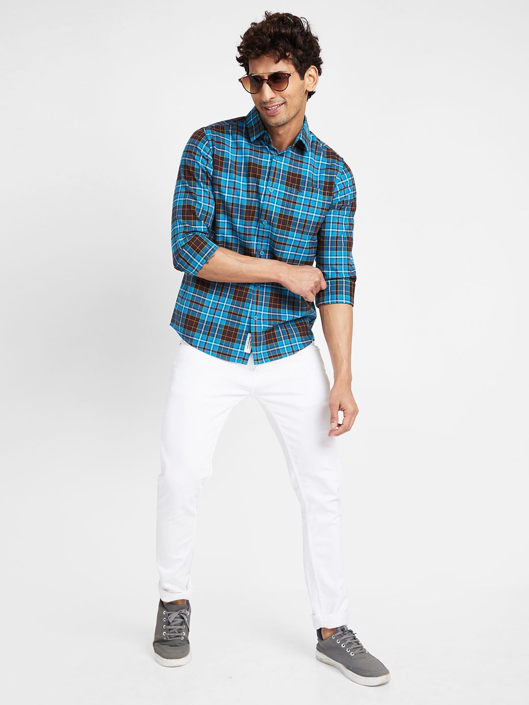 Being Human Men Slim Fit Tartan Checks Opaque Checked Casual Shirt