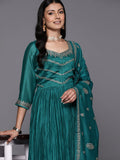 Libas Floral Embroidered Empire Sequinned Kurta with Trousers & With Dupatta