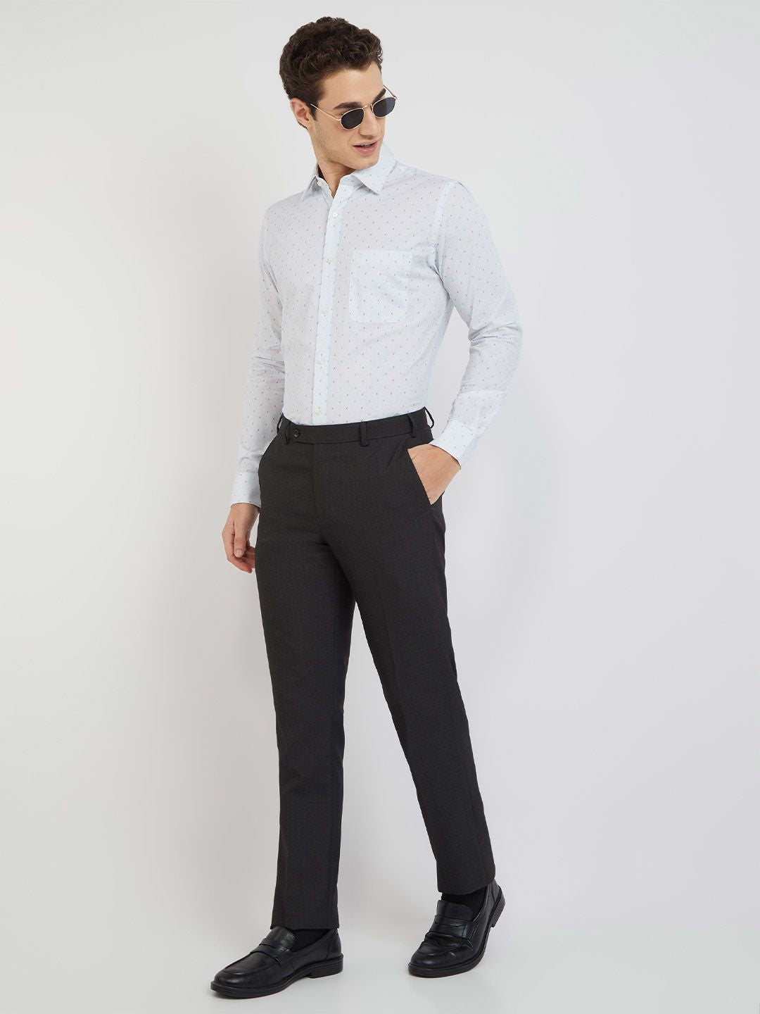 Raymond Men Slim Fit Geometric Printed Pure Cotton Formal Shirt