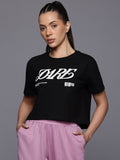 HRX by Hrithik Roshan Lifestyle Typography Print Crop T-shirt