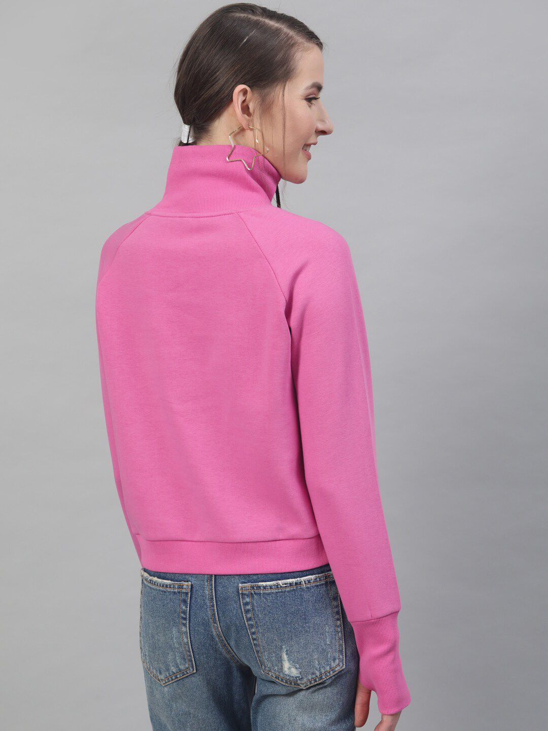 STREET 9 Women Pink Solid Hooded Sweatshirt