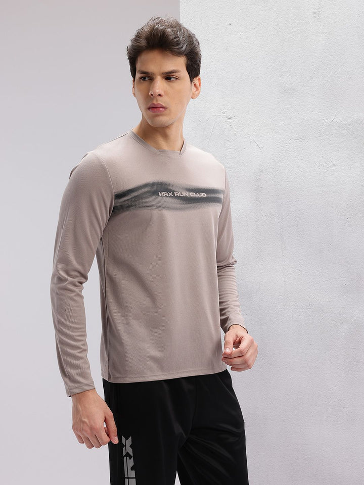HRX by Hrithik Roshan Men Brand Logo Striped Rapid-Dry Running T-shirt
