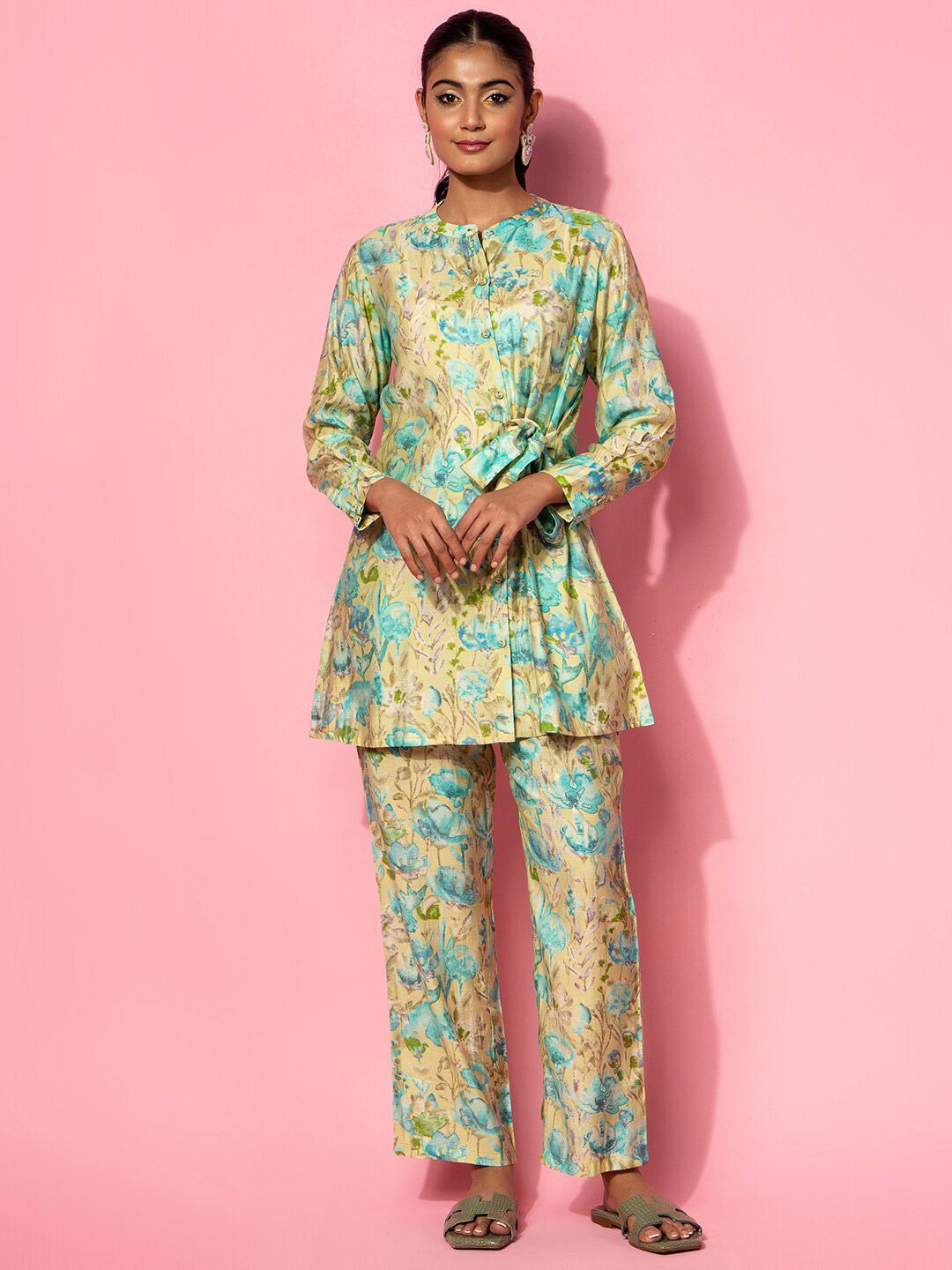 Libas Floral Printed Tunic With Trouser Co-Ords